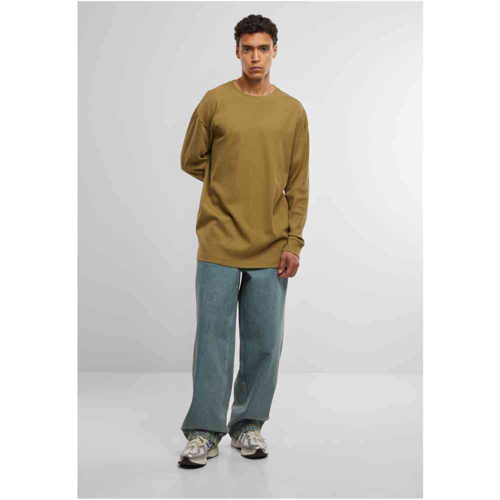 Urban Classics - Organic Boxy Rib Lange Ã¤rmel top - OlivgrÃ¼n